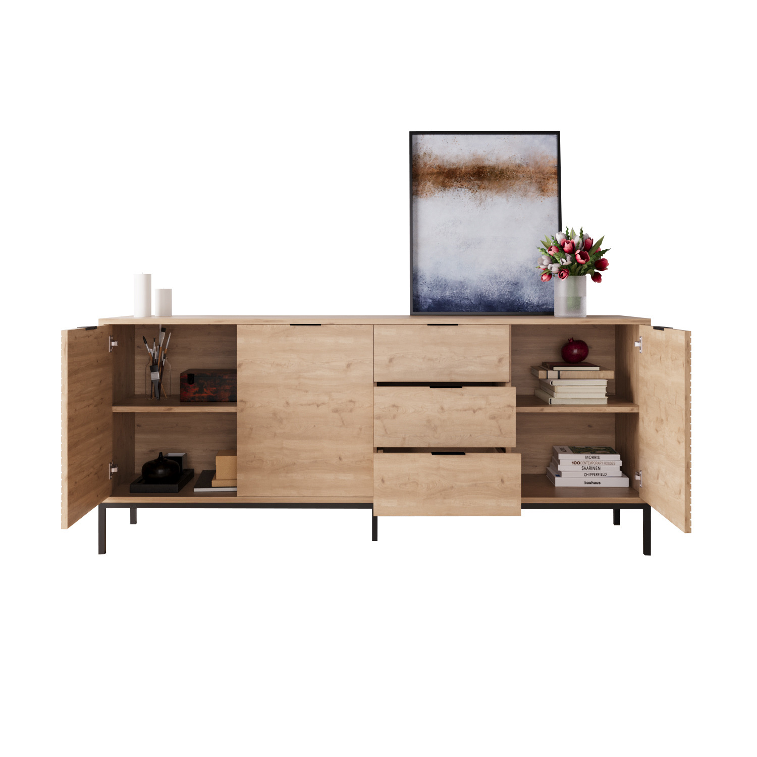Alya Wide Sideboard - Oak