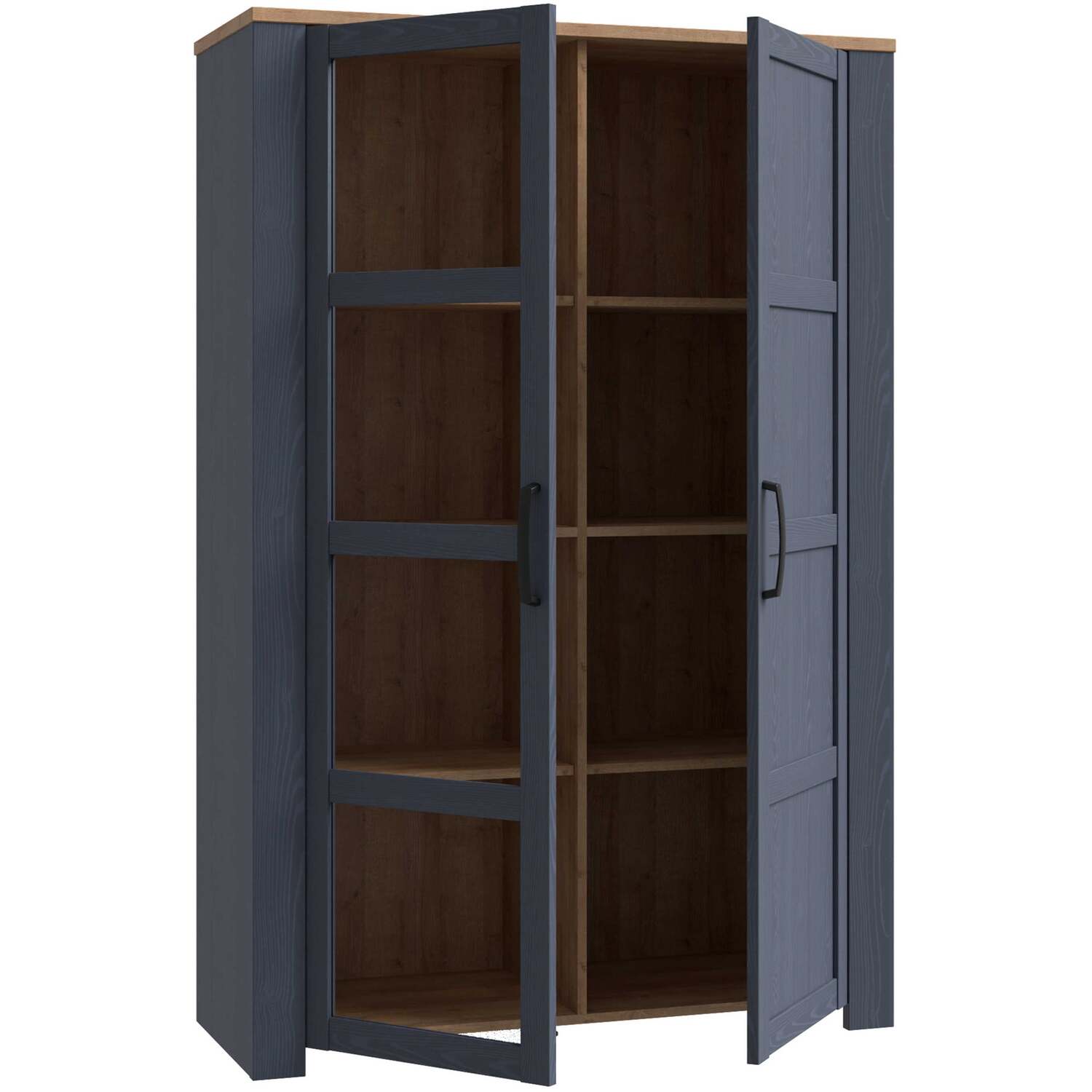 Bramblecroft 2-Door Navy & Oak Display Cabinet - Navy & Oak