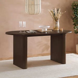 Brown Oval Fluted Dining Table Axel Birlea
