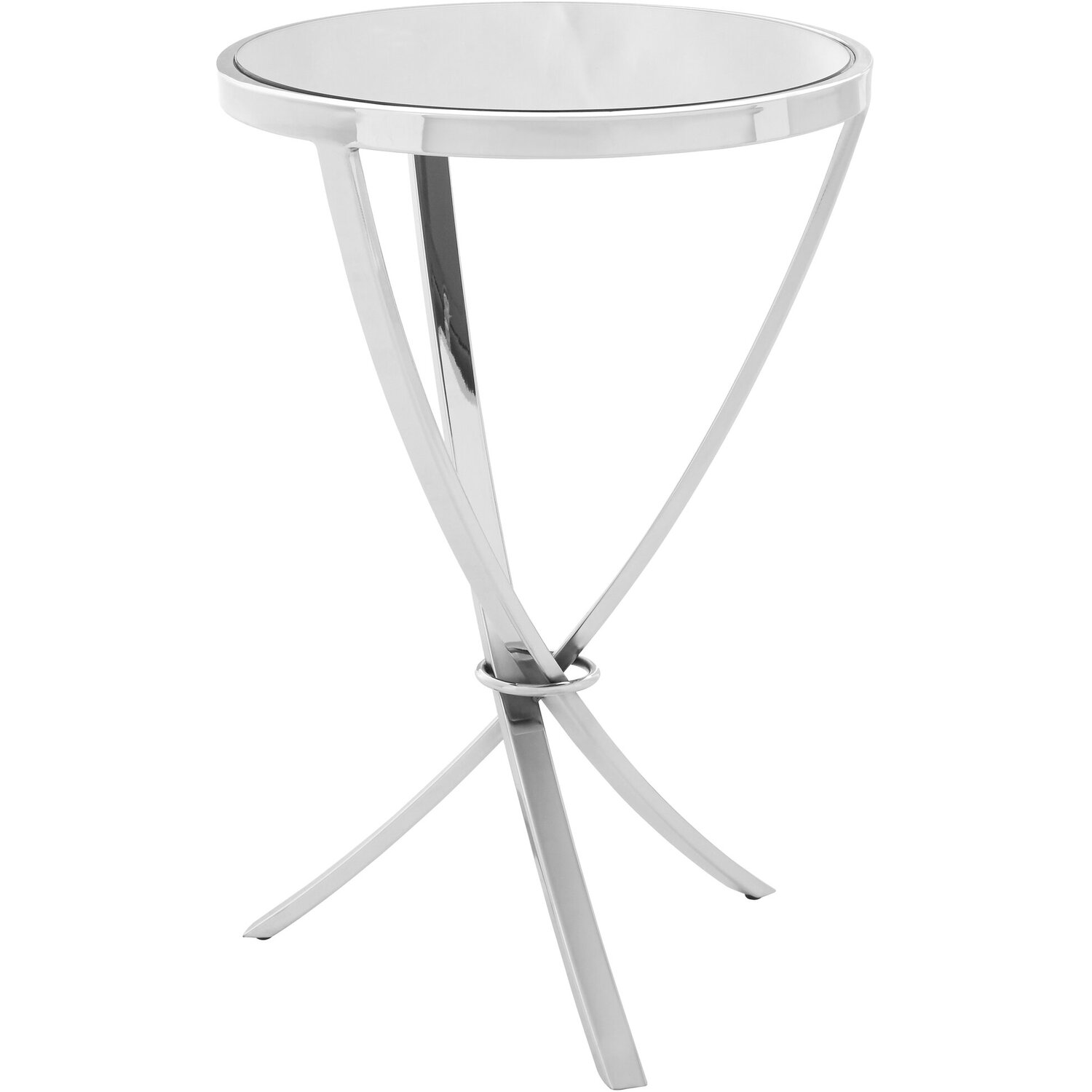 Allure Chrome Pinched Round Side Table - Silver