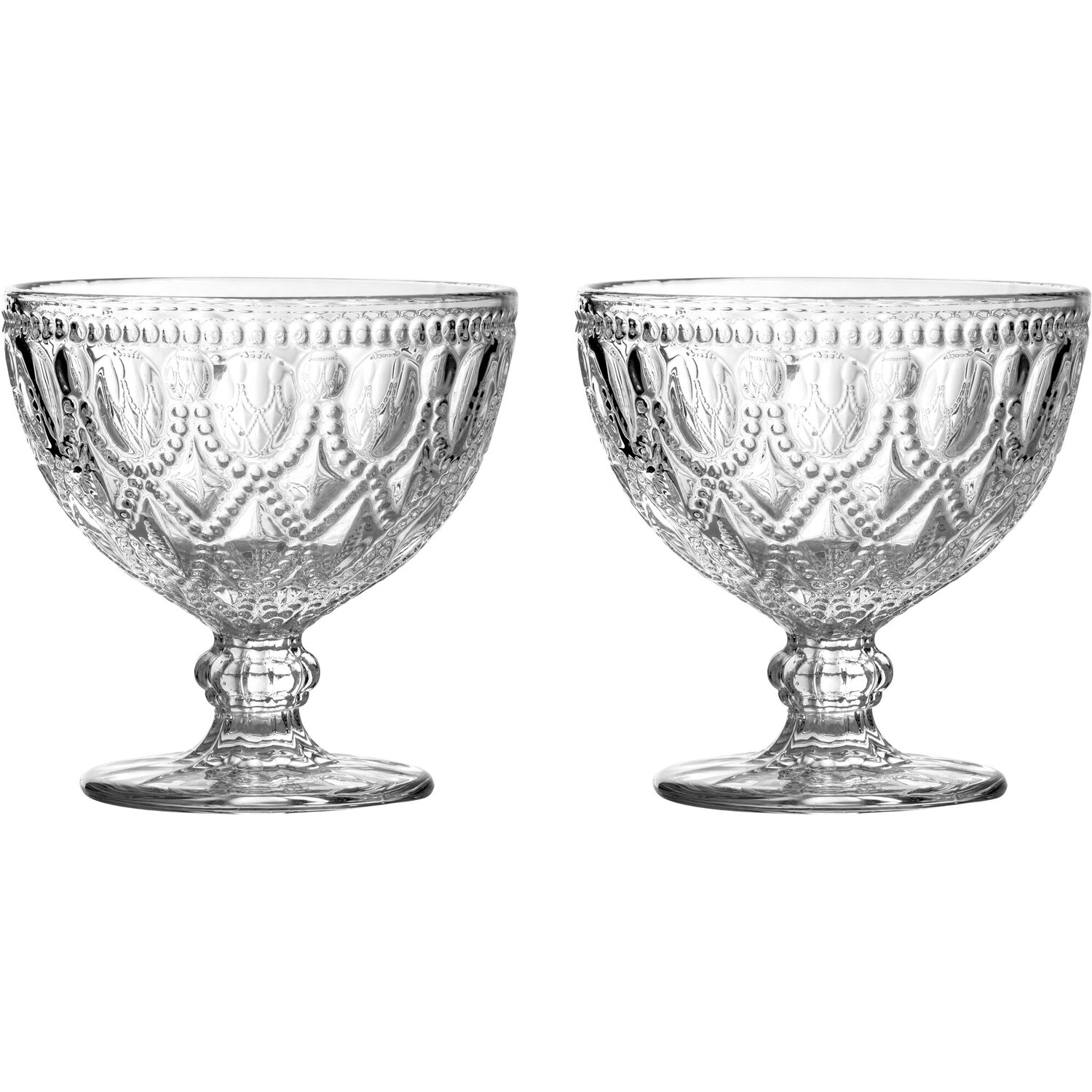 Fleur Set Of Two Clear Glass Sundae Dishes - Clear