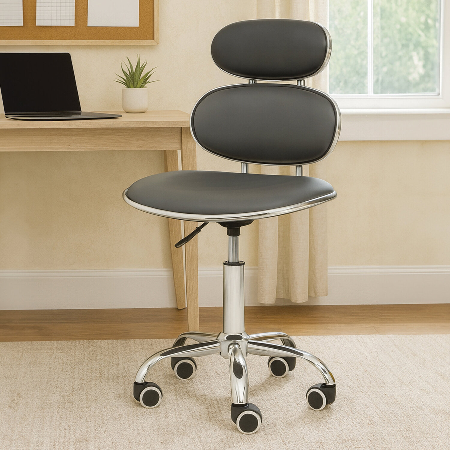 Fran Black PU Home Office Chair - Black