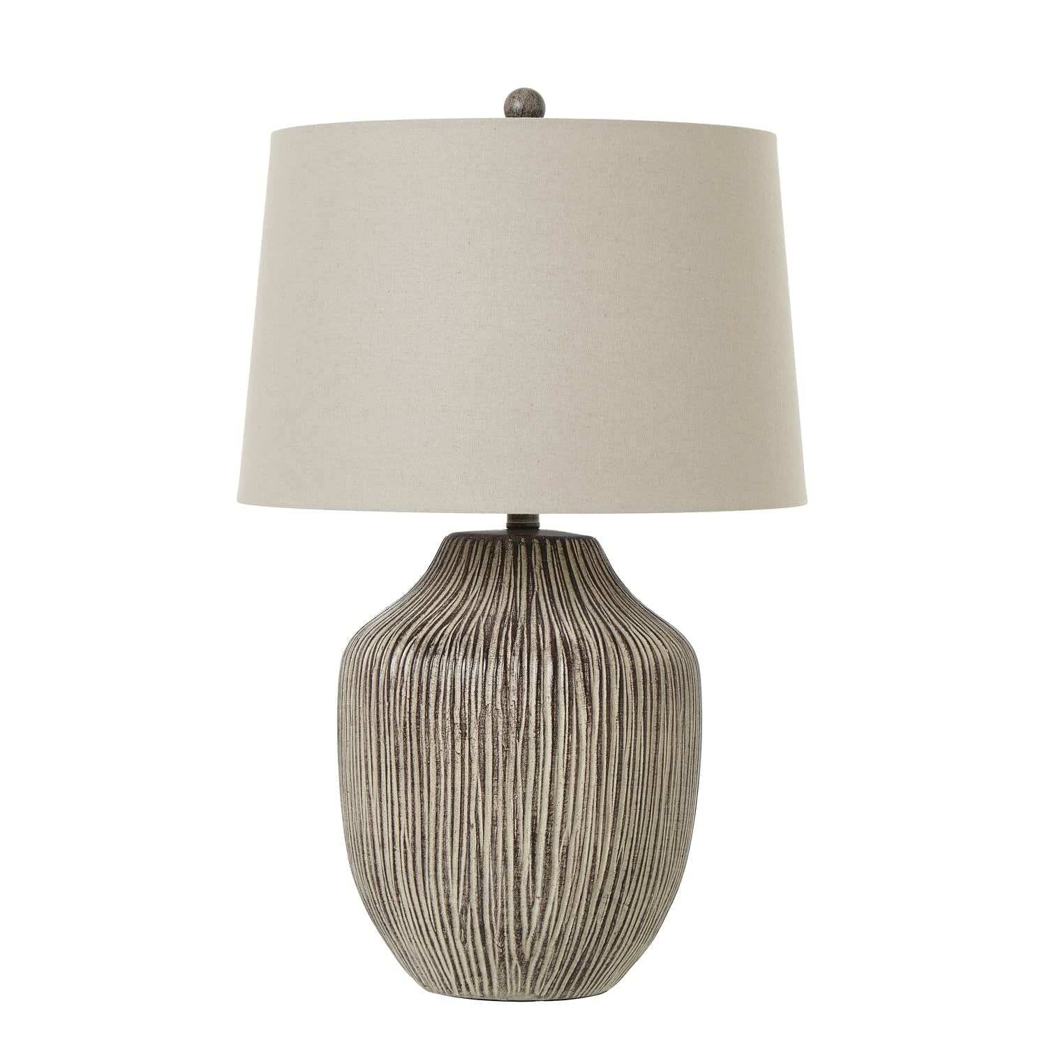 Image of Ochre Carved Textured Table Lamp with&hellip;