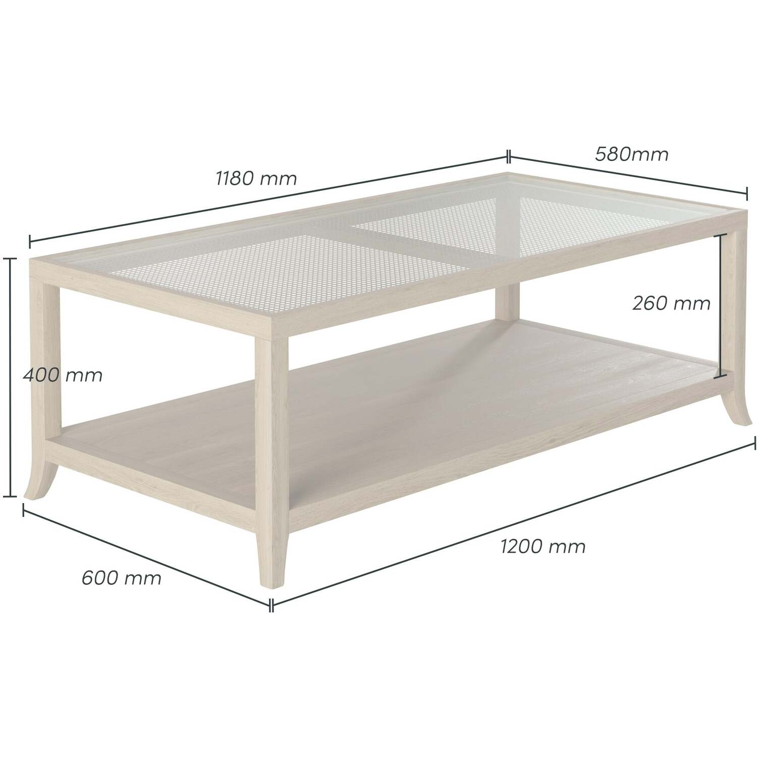 Portugal And Cane Coffee Table With Glass Top - Brown