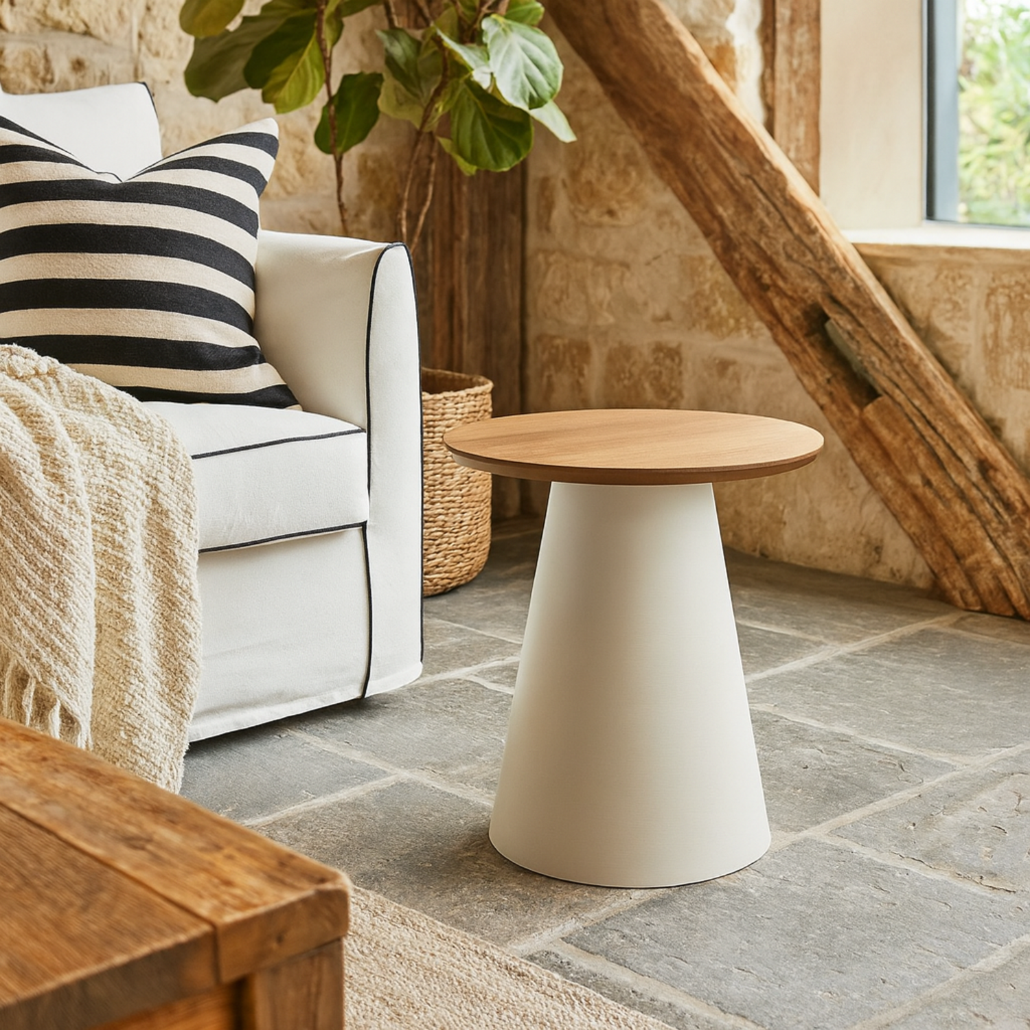 Hamburg Round Veneer Coffee Table Top High - Natural