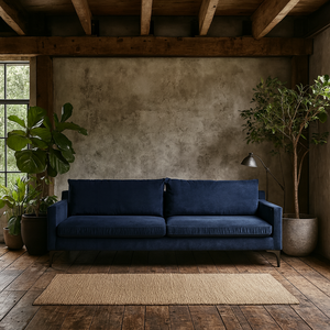 Madrid 3 Seater Velvet Sofa Midnight with Metal Legs