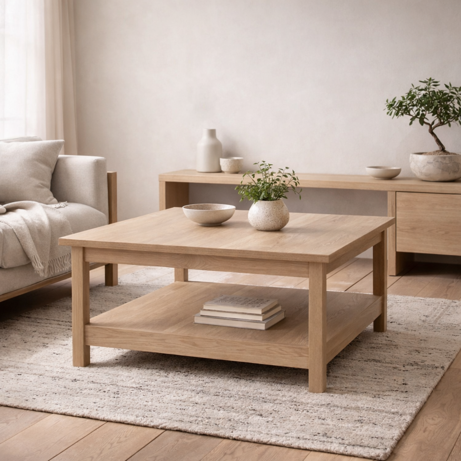 Gossmere Square Coffee Table Jackson Hickory Effect Top Matt Finish - Natural