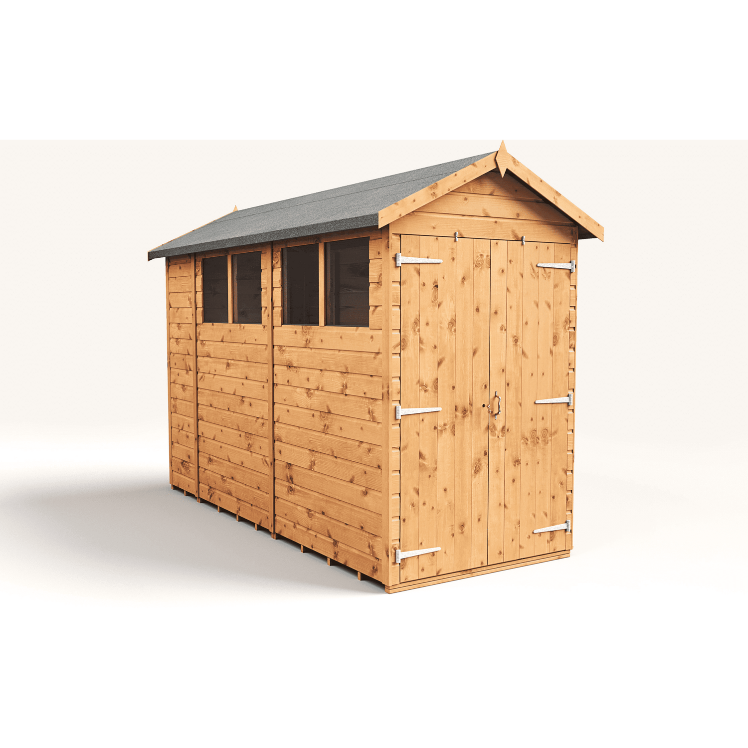 Empire 4x10 Modular Apex Garden Shed with a Double Door & Windows - Brown