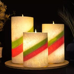 3-Pcs LED Flameless Battery Candles - Colorful Christmas Lamps - Multicoloured - Set of 3