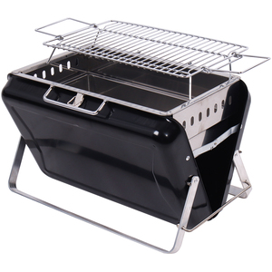 Modern Outdoor Living Gentleman's Suitcase Charcoal BBQ - Portable Stainless Steel 6+ Person Grill