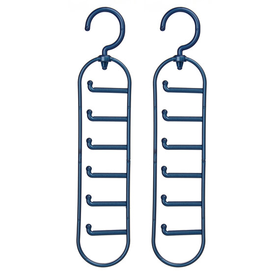 Set Of Two Indigo Plastic Tie Organiser