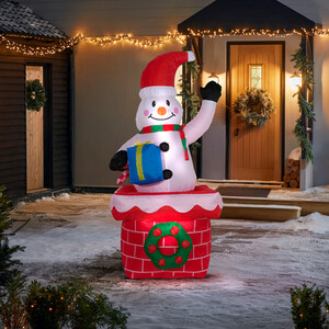 Santa Snowman Rotating Inflatable Standing Decoration