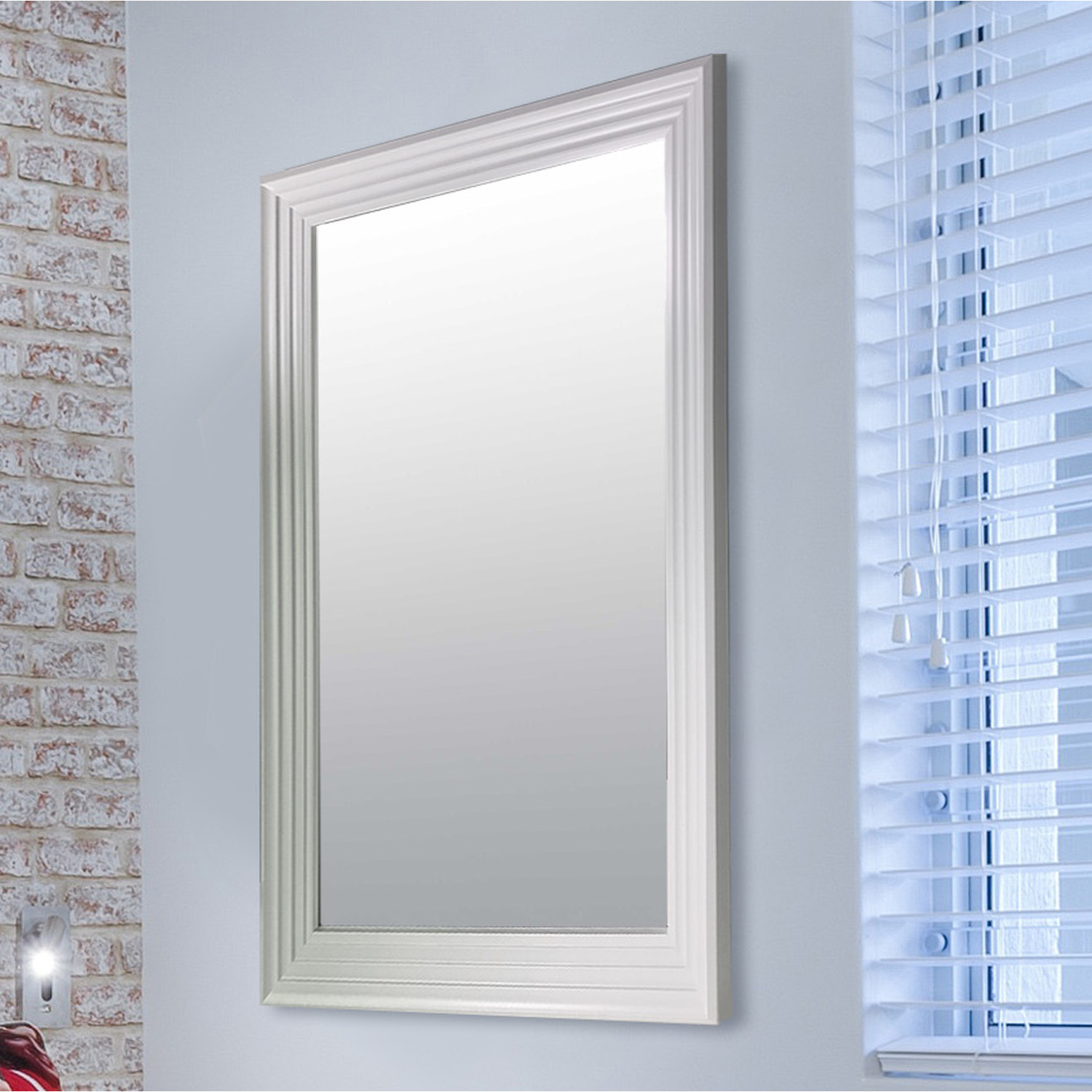 Mirroroutlet Modern Bright White Layered Wall Mirror - White