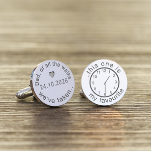 Personalised Dad of all the walks / Special Time Cufflinks - Silver Finish