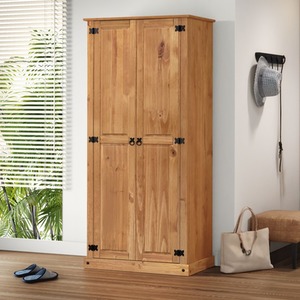 Corona Budget 2 Door Wardrobe Double Solid Wood Pine Wooden