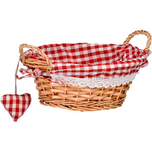 Orla Red Gingham Lining Round Willow Bread Basket