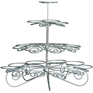 Swirl Chrome 4 Tier Silver Wire 23 Cups Cupcake Stand