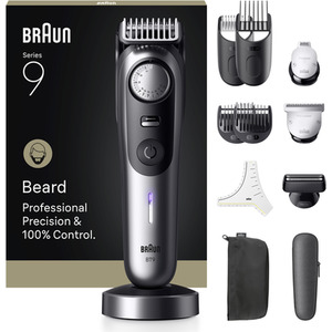 Braun Beard Trimmer Series 9, BT9560, 12 Barbering Tools - Chrome