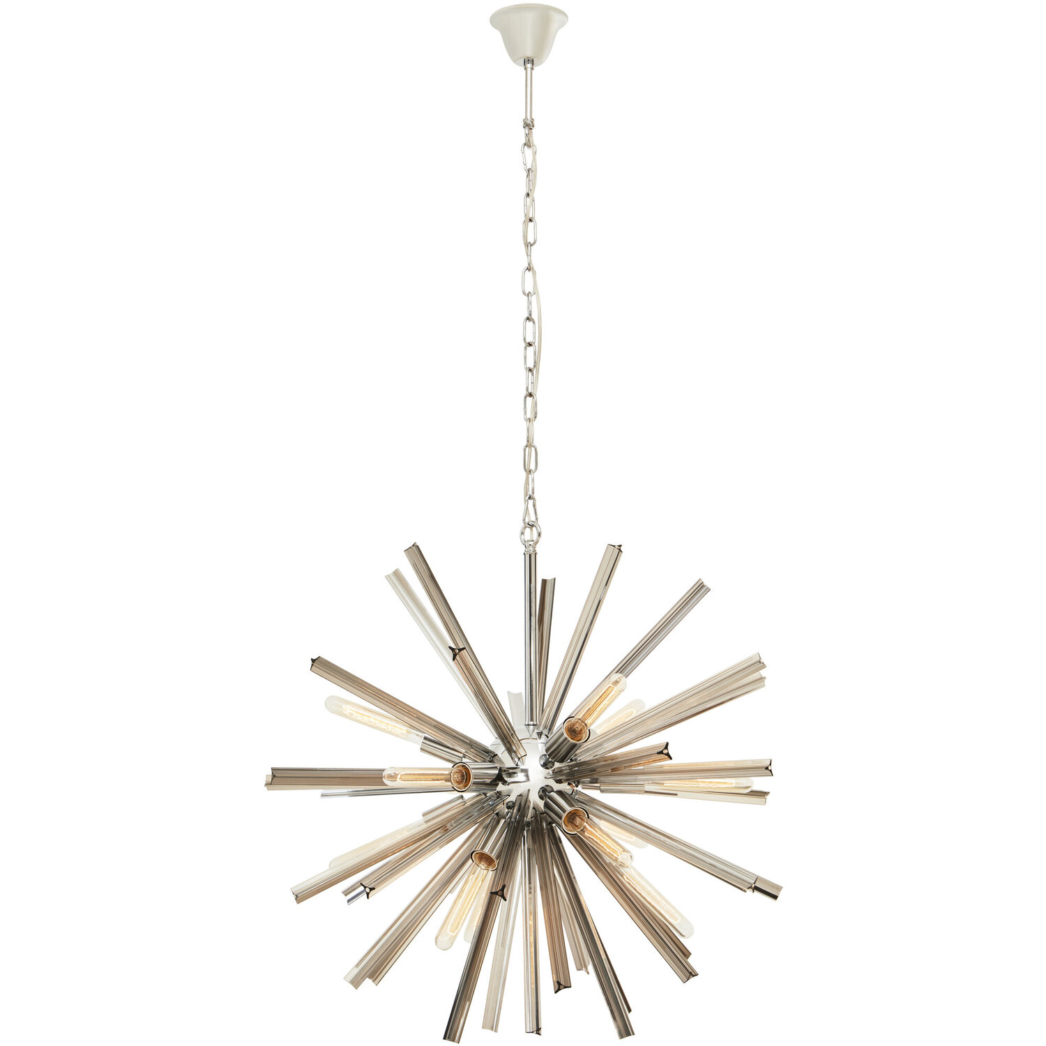 Fifty Five South Karlo Chrome Finish And Smoked Glass Starburst Pendant Light - Silver