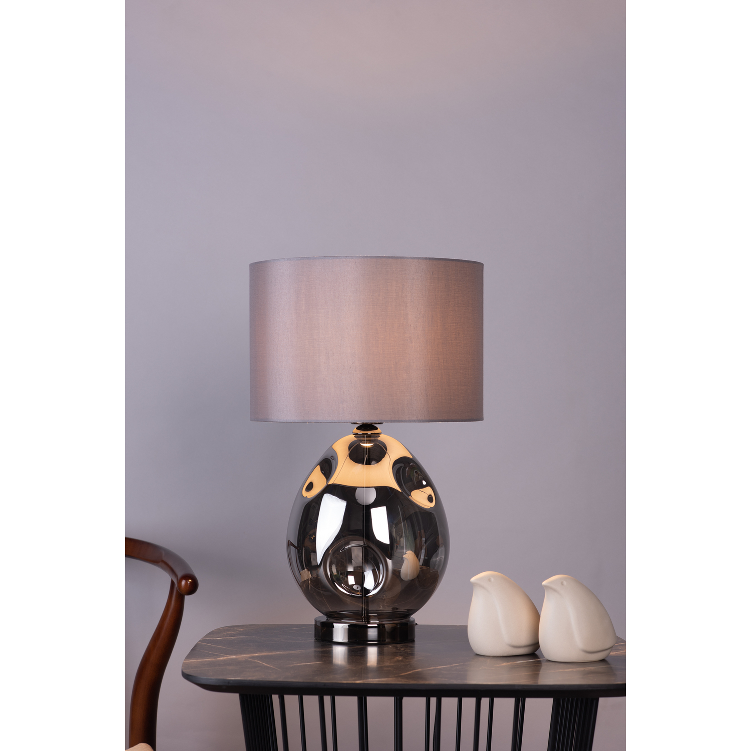 Dar Quinn Table Lamp Smoked Glass