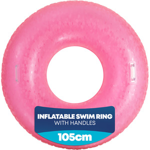 Inflatable Swim Ring 105cm Holographic Diamond Print Float with Handles