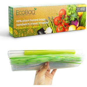 ECOBAG 20 Pack Reusable Freezer/Sandwich Bags - 4.5 Litre, 35 Micron