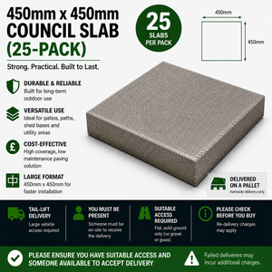 450mm x 450mm Council Slab (25-Pack) - Durable Utility Concrete Paving Slabs