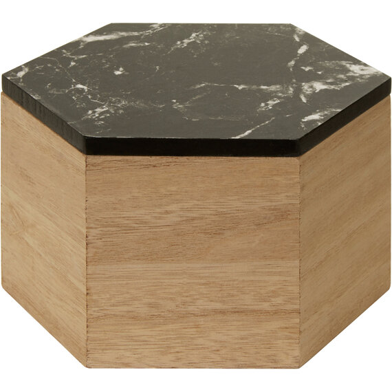 Mimo Black Marble Effect Hexagonal Trinket Box