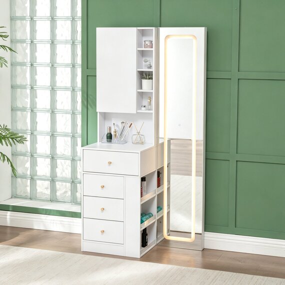 WestWood Dressing Table Vanity LED Full Length Mirror Storage Cabinet w/ Drawers