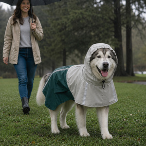 PawHut Dog Raincoat with Hood Leash Hole for Extra Large Dogs