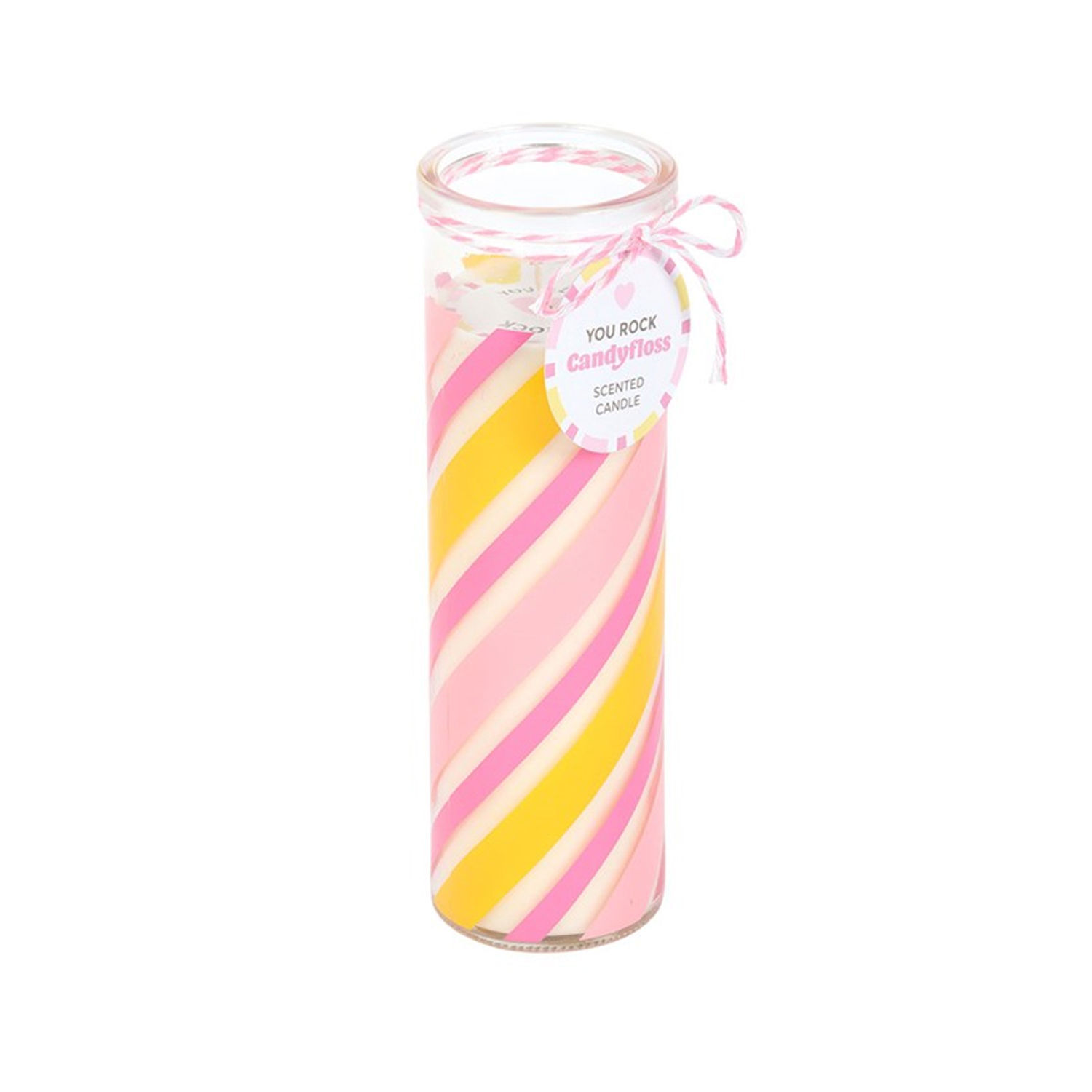 Something Different Cotton Candy Candy Stripe Tube Candle - Pastel Pink/Yellow