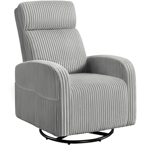 Yaheetech Corduroy Swivel Rocker Chair for Nursery and Living Room