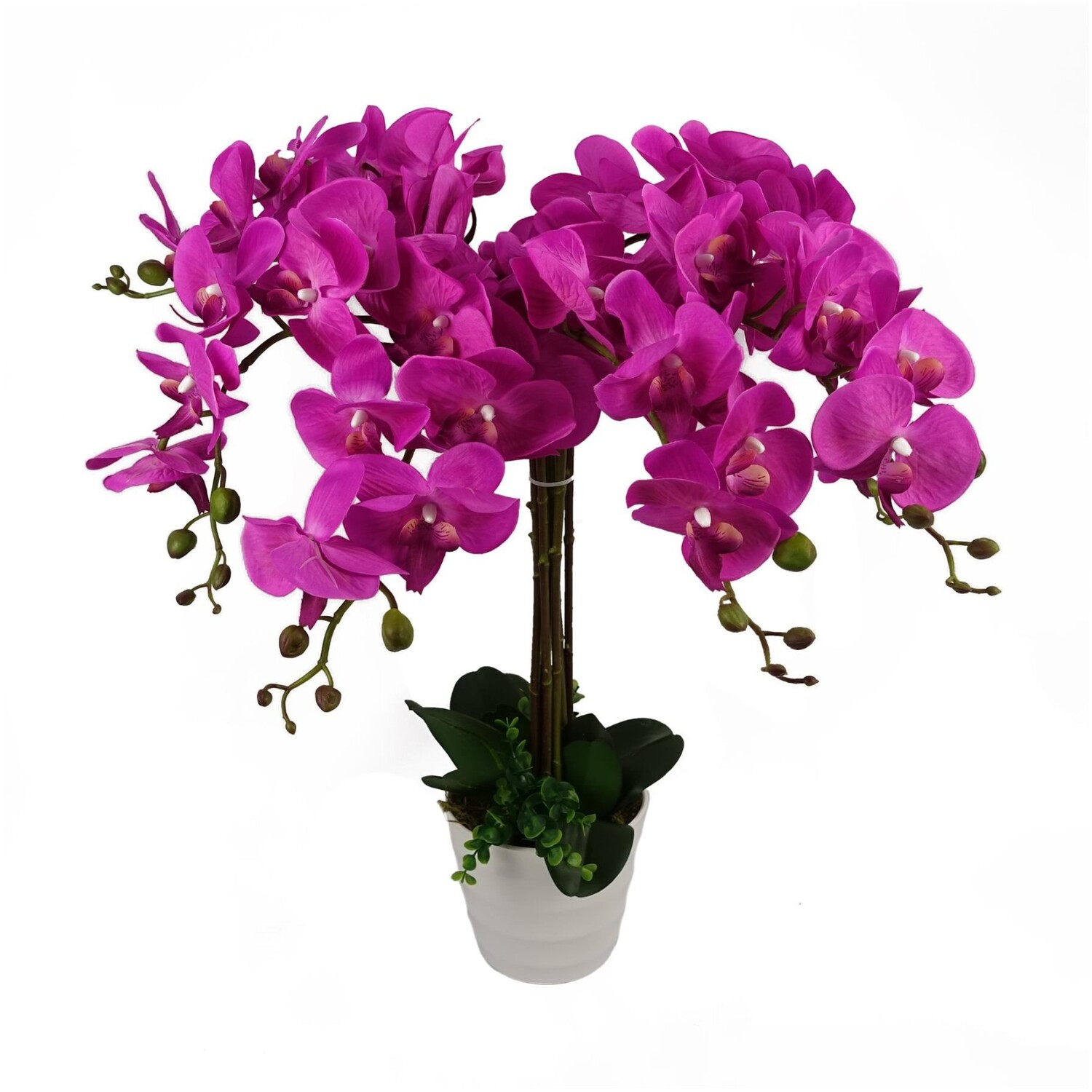 85cm Artificial Bush Orchid with Dark Pink Flowers - Dark Pink
