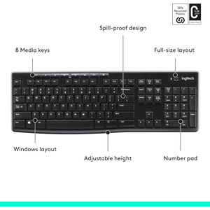 Wireless Full Size Keyboard UK QWERTY with USB Receiver