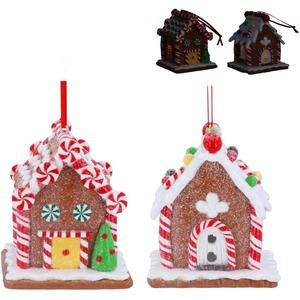 Set of 2 Light-Up Gingerbread House Christmas Tree Decorations