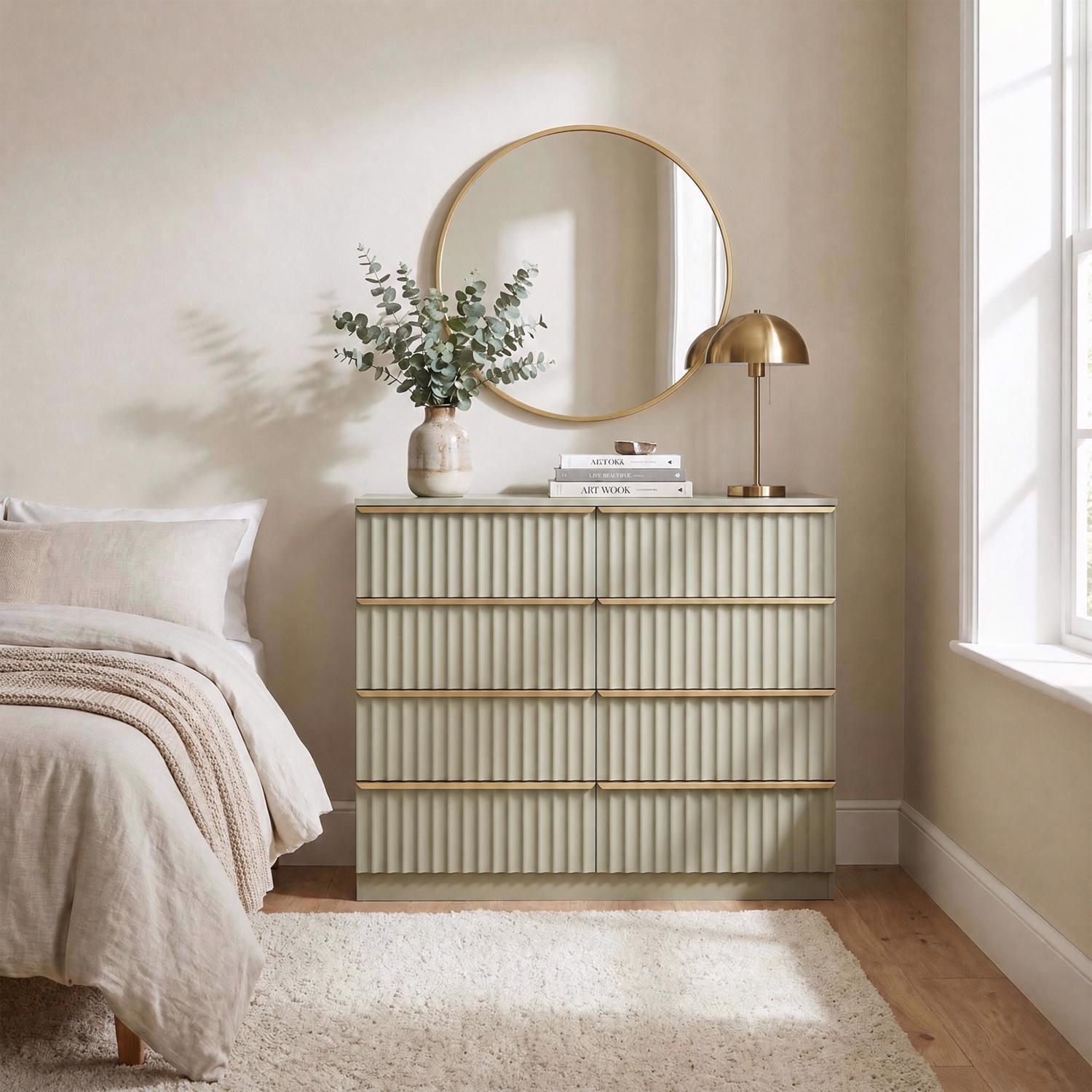 Fwstyle Lania Ripple 8 Drawer Chest - Green - Green