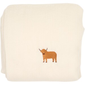 Highland Cow Embroidered Mohair Throw