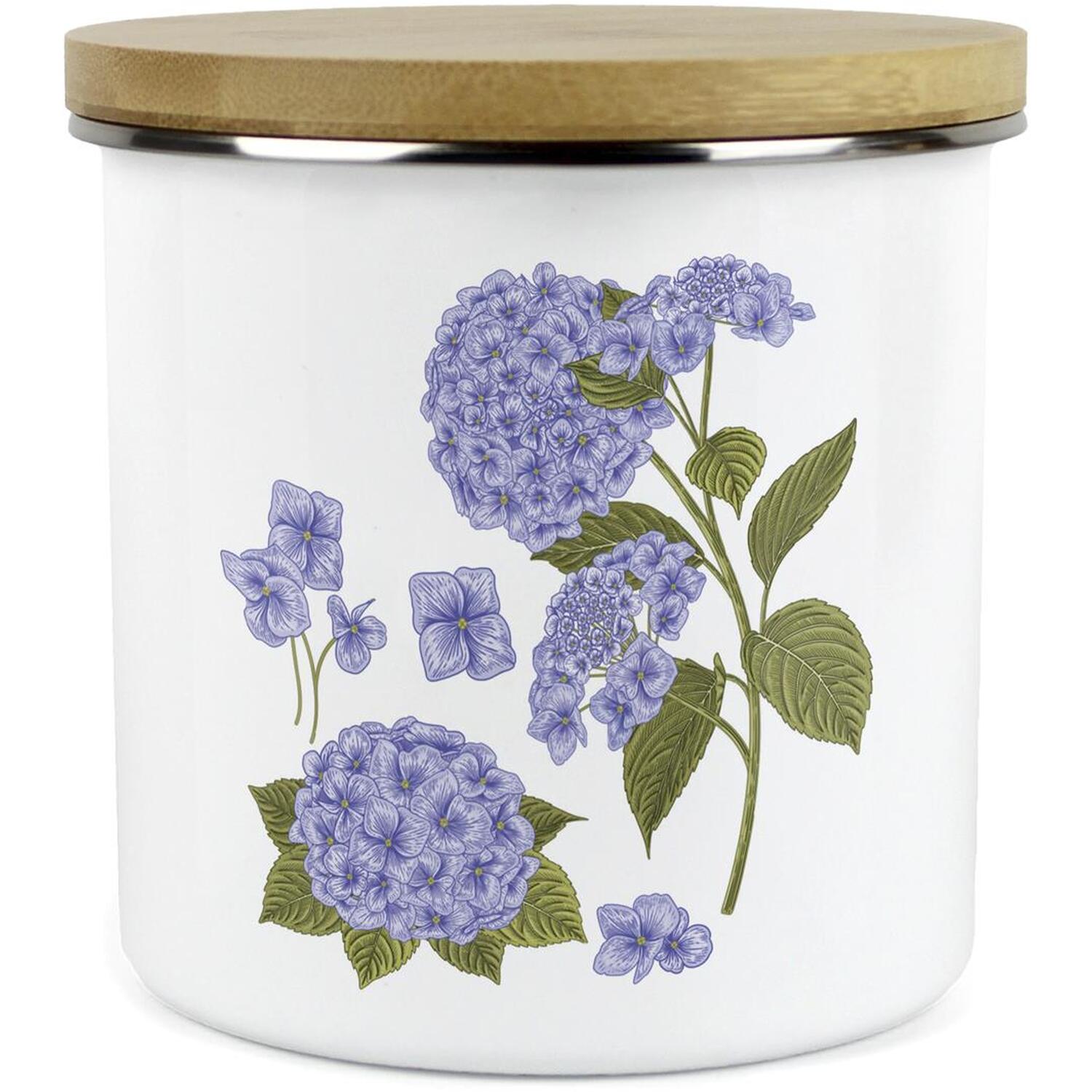 Purely Home Hydrangea Floral Large Kitchen Storage Canister - White