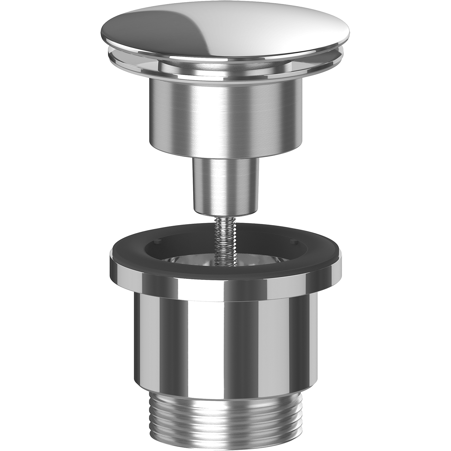 Spares2go Clicker Basin Waste Plug 1 1/4" 60Mm Click Clack Bathroom Sink Pop Up Push Dome (Gloss Chrome) - Image 2