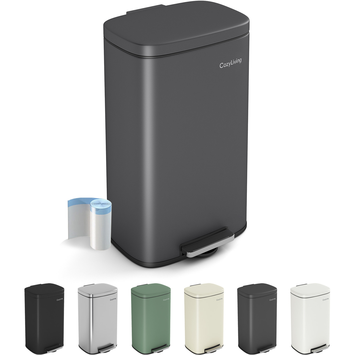 Mcc Direct Unisex Grey 30L Pedal Bin Kitchen & Bathroom Household Rubbish Office Waste Bin In - Image 2