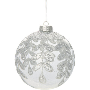 Glitter Leaf Patterned Bauble