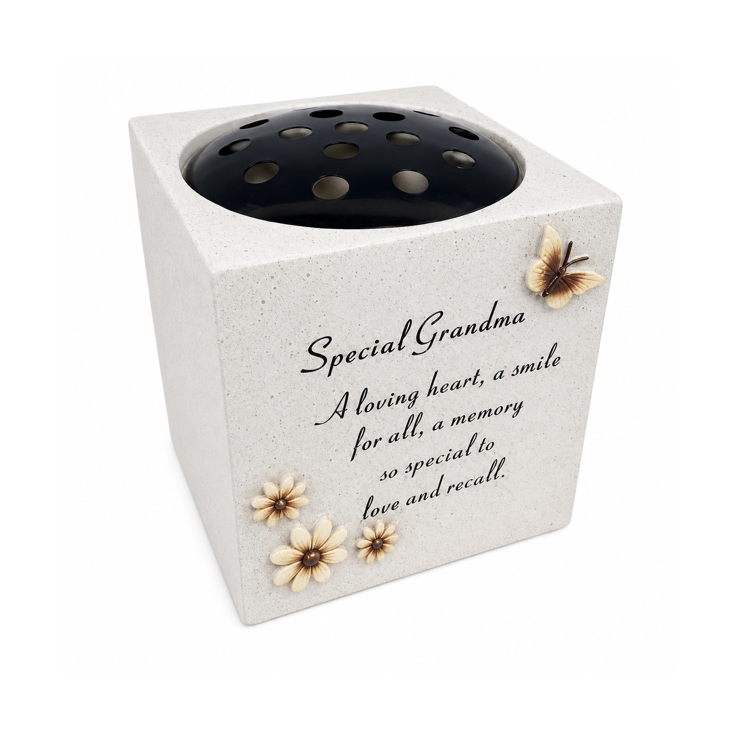 David Fischhoff Graveside Memorial Butterfly Vase Cream - Grandma