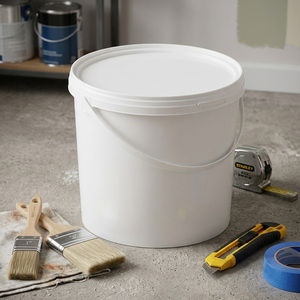 5 x White 5L Storage Buckets with Lids & Handles