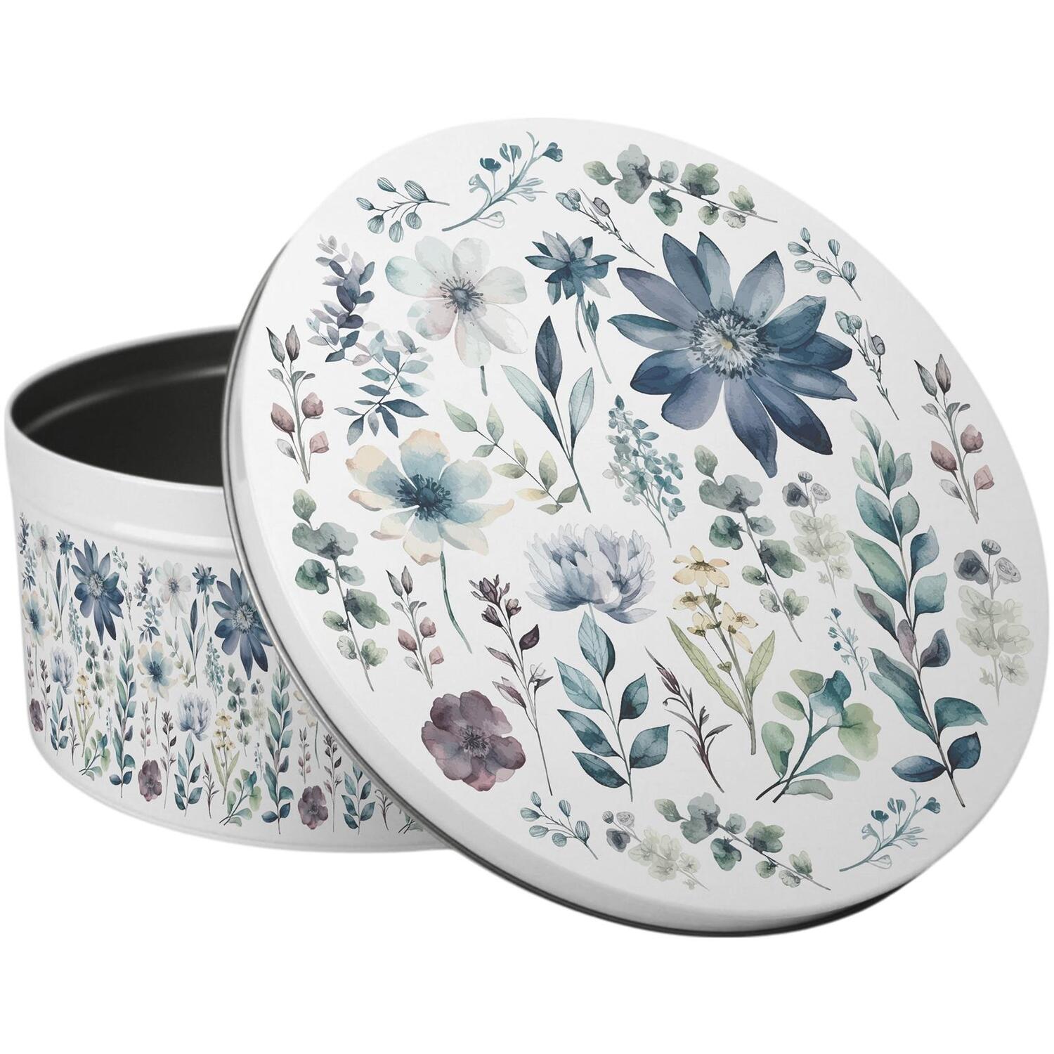 Image of Blue Pastel Flowers Large Cake Tin&hellip;