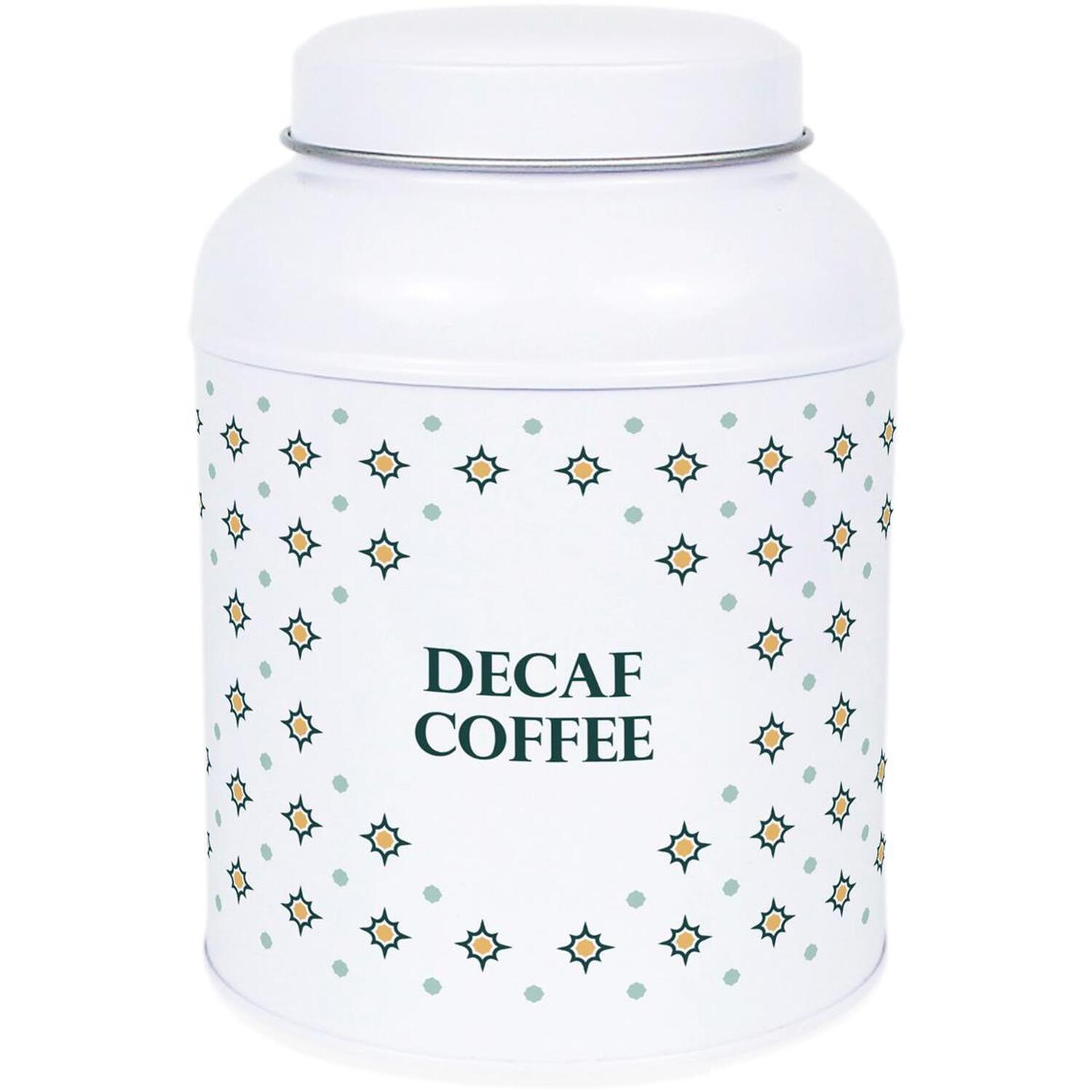 B&Q - Octagonal Stars Decaf Coffee CanisterSmall Dome Lid Kitchen Storage Tin - Image 2