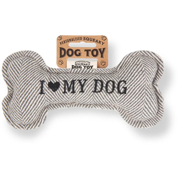 I Love my dog Pre-personalised Squeaky Doy Bone Toy