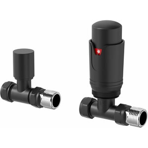 Straight Thermostatic Radiator Valve and Lockshield Set-PWTRV005B