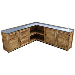 Dunster Huse Garden Kitchen with Right Side Sink, W2m x D2m / W7' x D7', UNIT III