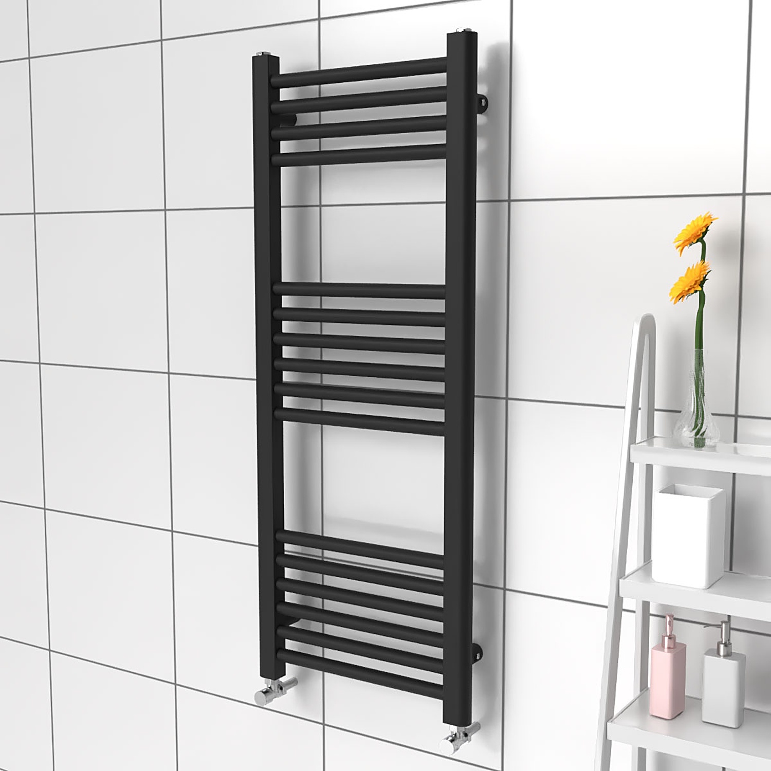 Lux Heat Black Ladder Towel Radiator 1000Mm X 400Mm - Black - Image 2