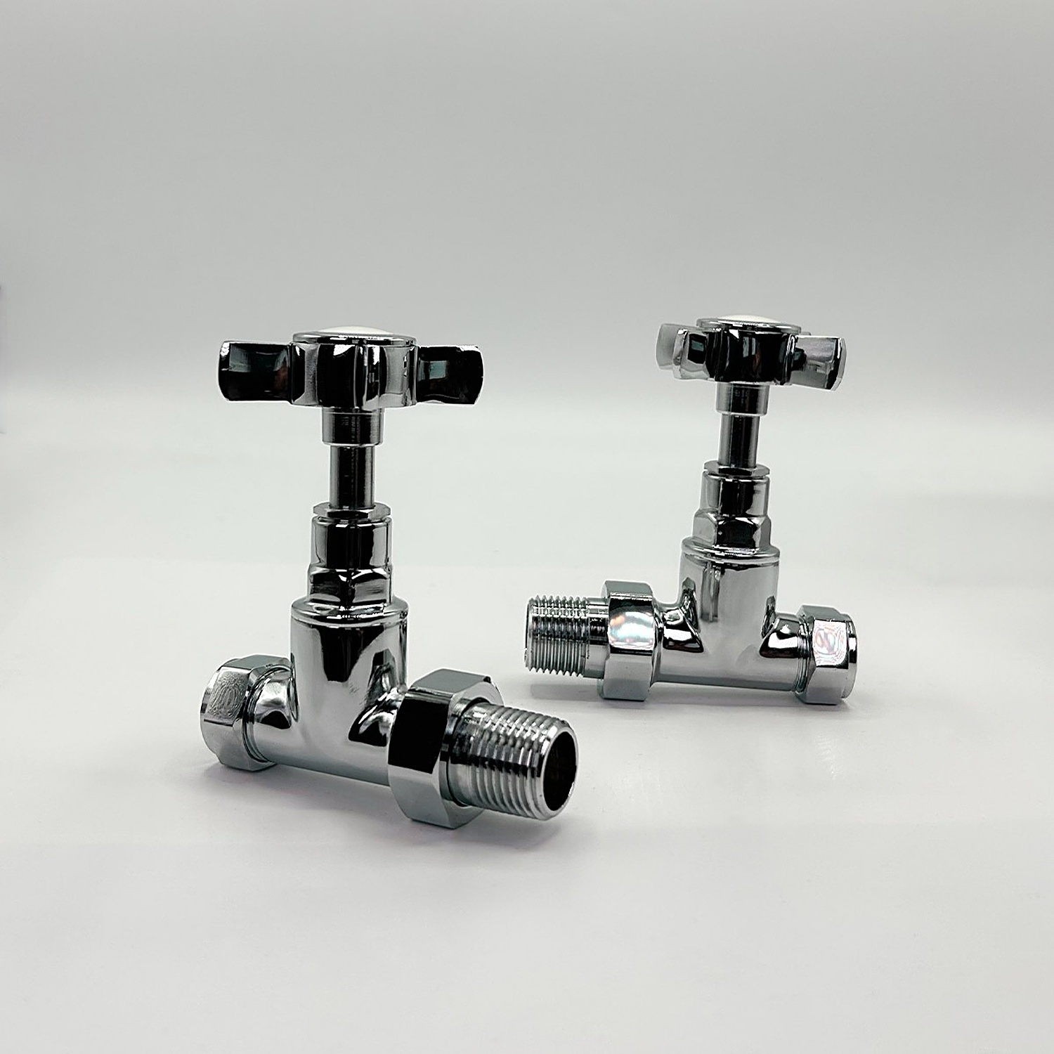 Lux Heat Straight Chrome Manual Cross-Head Radiator Valve Set - Image 2